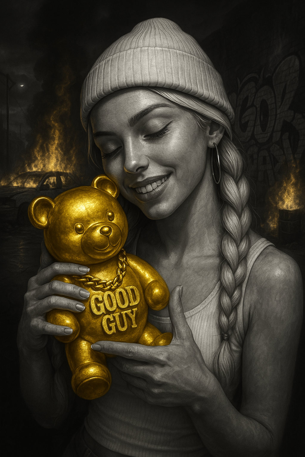 Chicano gold teddy bear concept