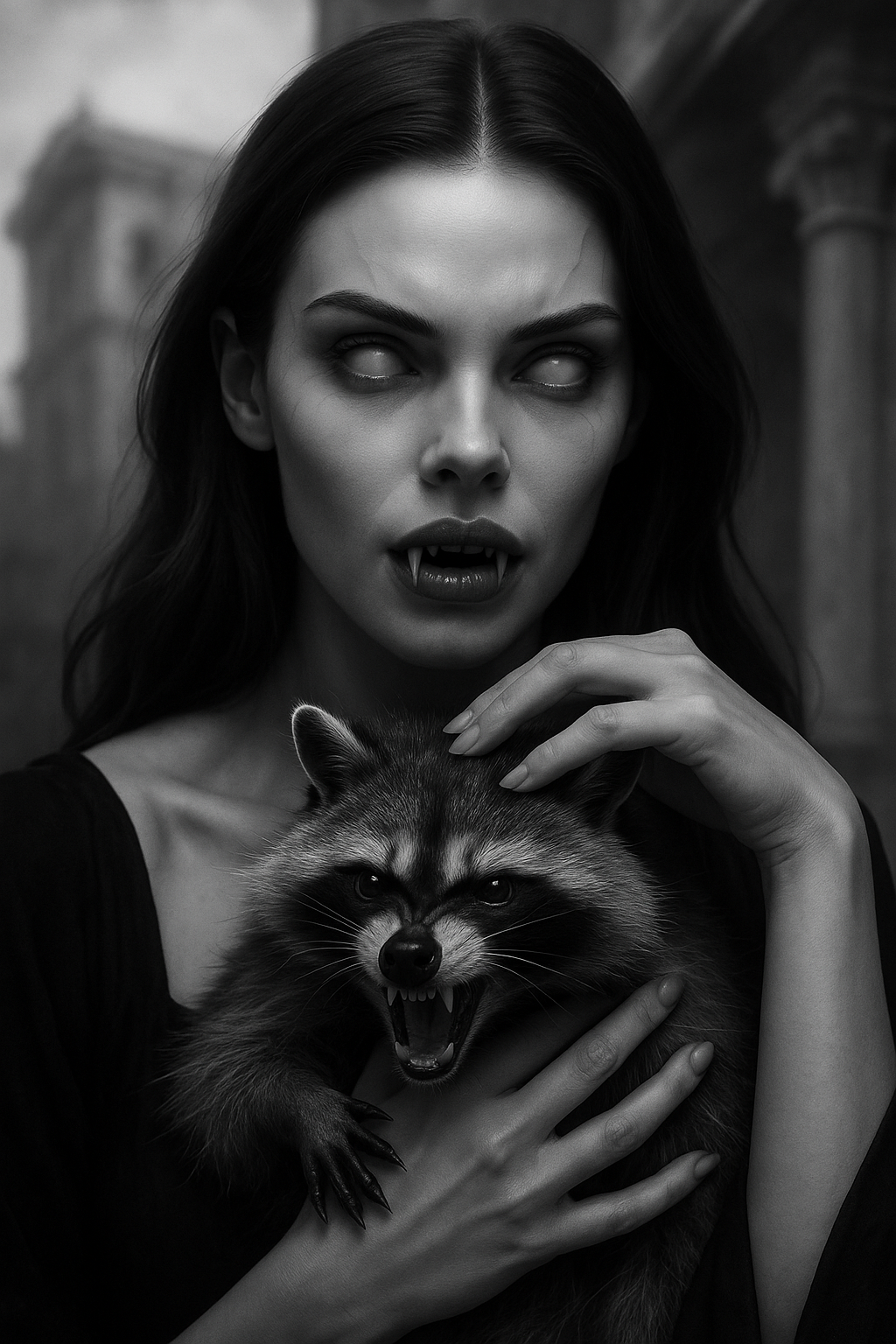Dark vampire with raccoon concept